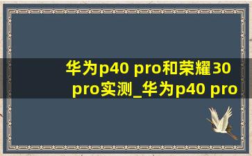 华为p40 pro和荣耀30 pro实测_华为p40 pro和荣耀30 pro对比